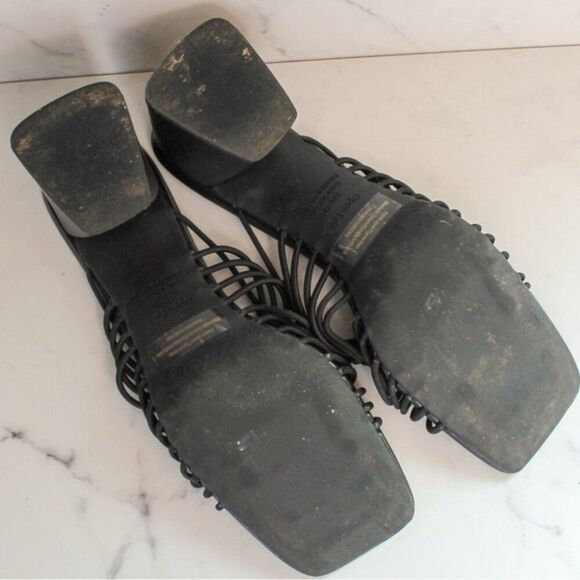 Open Edit Black Strappy Block Heel Sandal 9 - Picture 7 of 7
